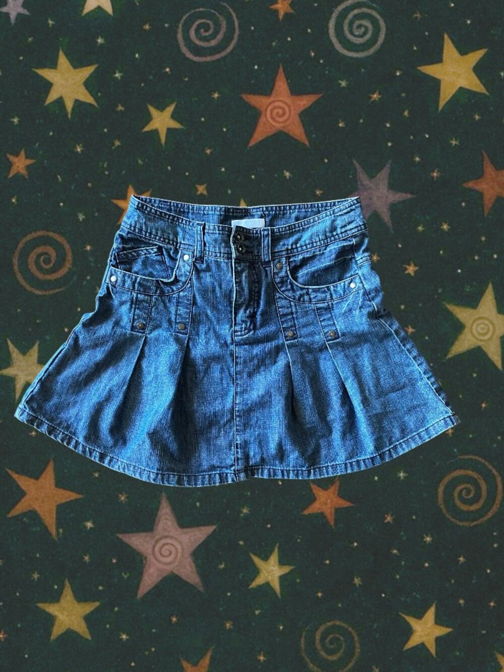 Y2K Mini Ruffle Jean Skirt